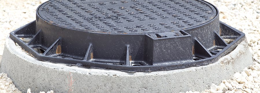 newly installed manhole with cover
