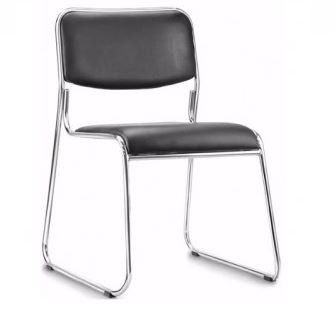 cadeira fixa em courvin com pés cromados