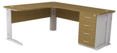 mesa em L com quatro gavetas