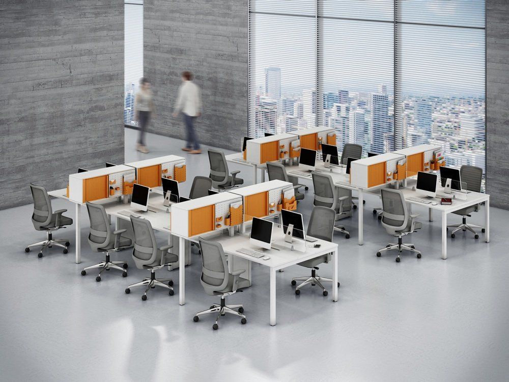 plataforma de trabalho com pé trave laranja