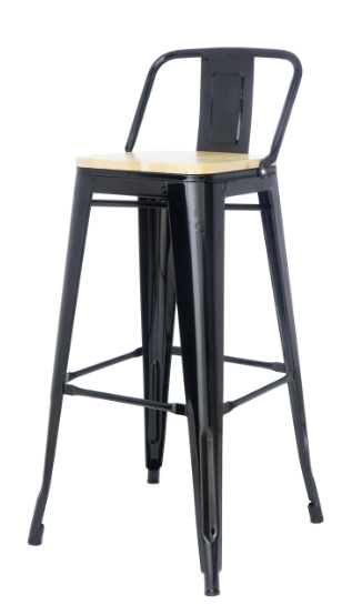 banqueta tolix com assento em madeira