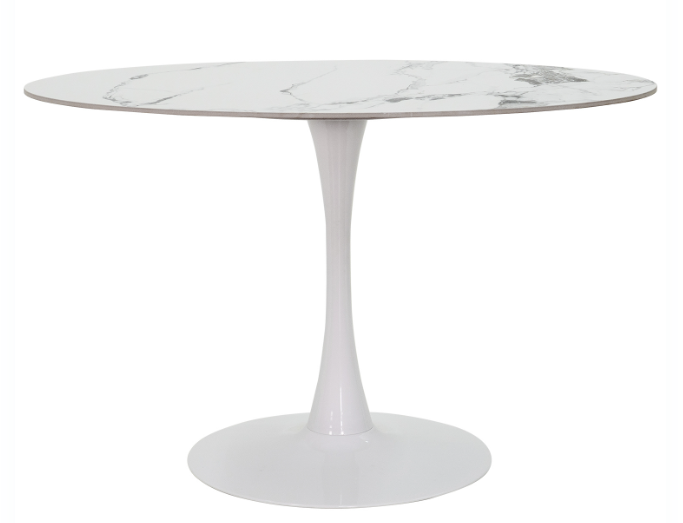 Mesa saarinen com tampo marmorizado branco