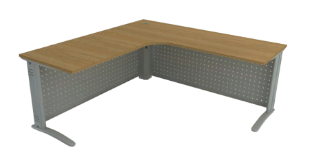 balcão de atendimento em L sem mesanino com saia em ferro