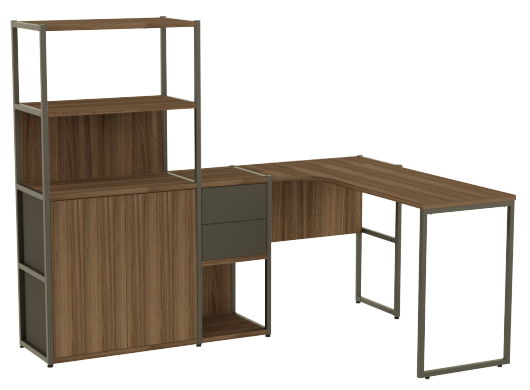 estante de madeira com mesa