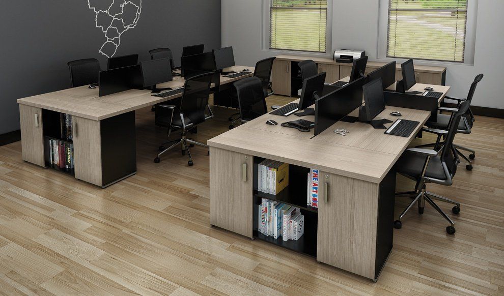 plataforma de trabalho com armário