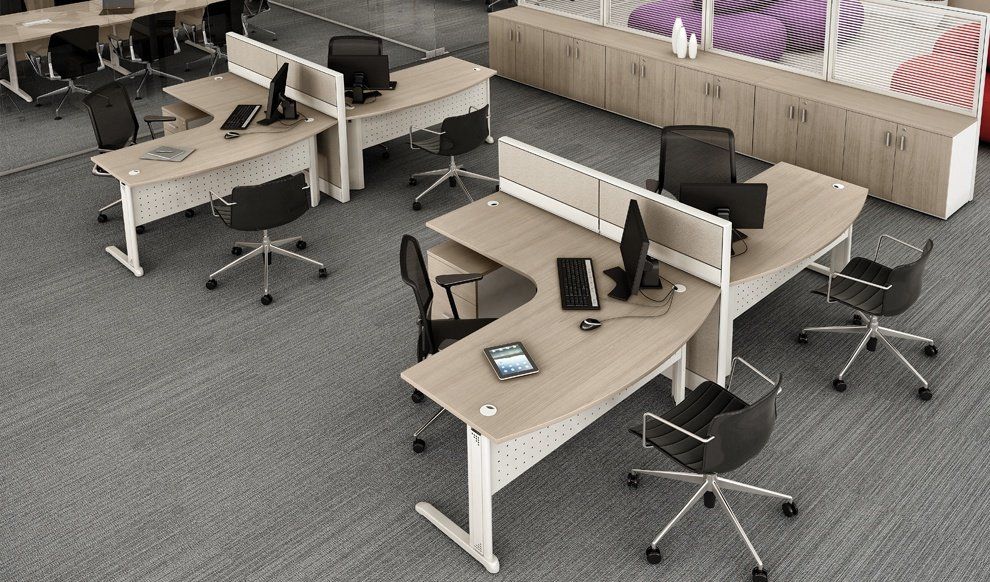 plataforma de trabalho mesa em L com biombo