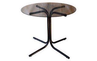 mesa redonda de vidro com pé preto