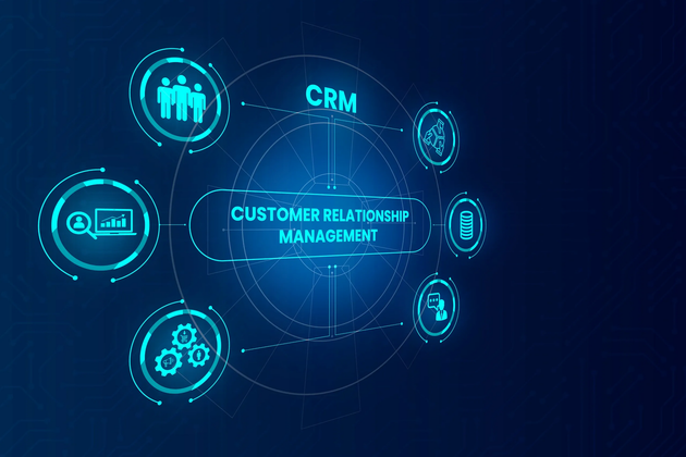 It shows a diagram of a customer relationship management system.