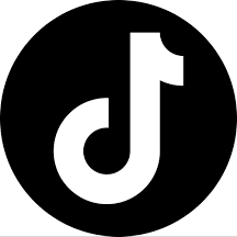White musical note inside a black circle; the logo for the social media platform TikTok.