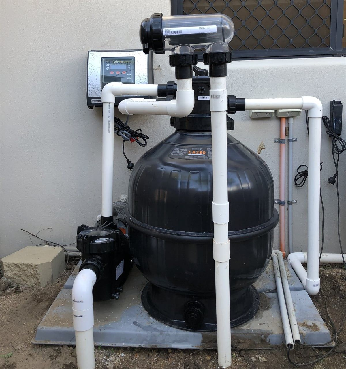 Blue Industrial Pipes and Tank, Yellow Pipe Detail — Ultra Clear Pool Care in Cranbrook, QLD