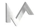 A 3d rendering of a silver letter m on a white background.