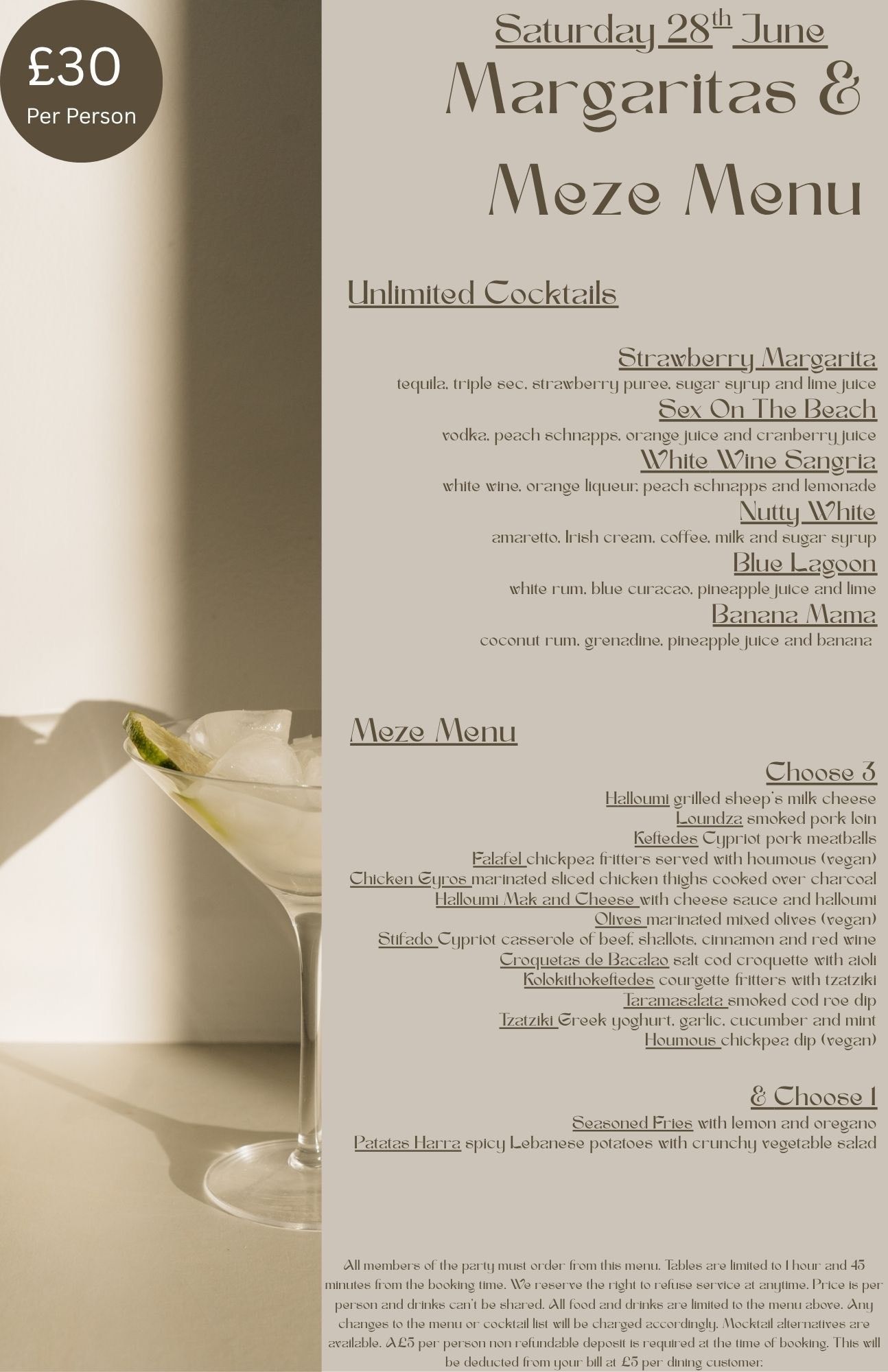Margaritas & Meze Menu