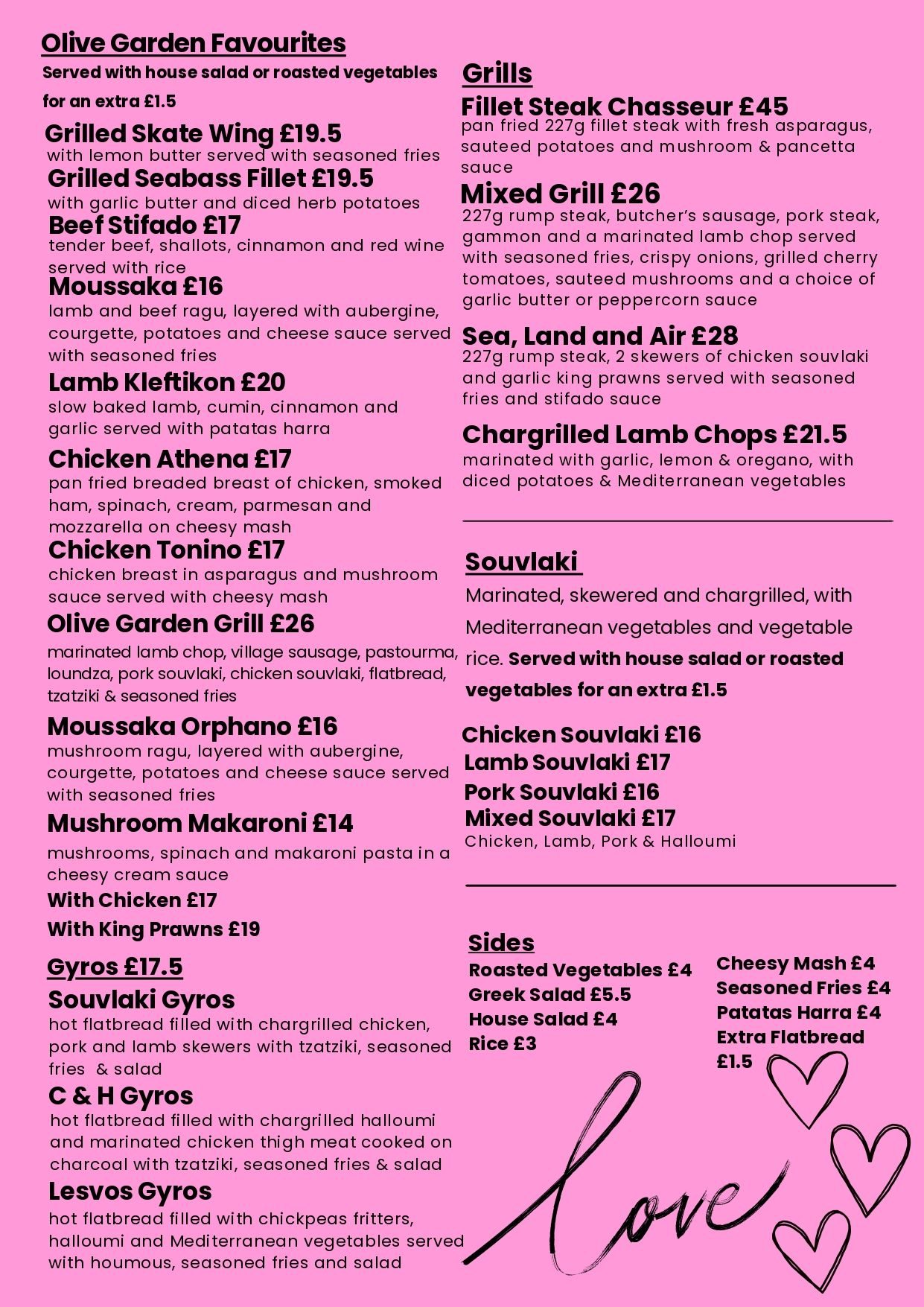 Margaritas & Meze Menu