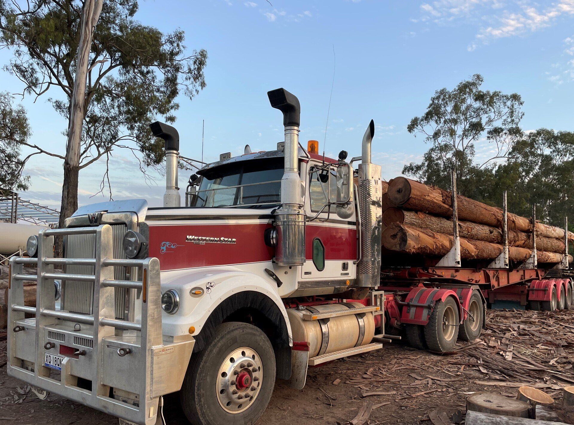 Semi Trucks at Parking — Freight Services in Wallaville, QLD