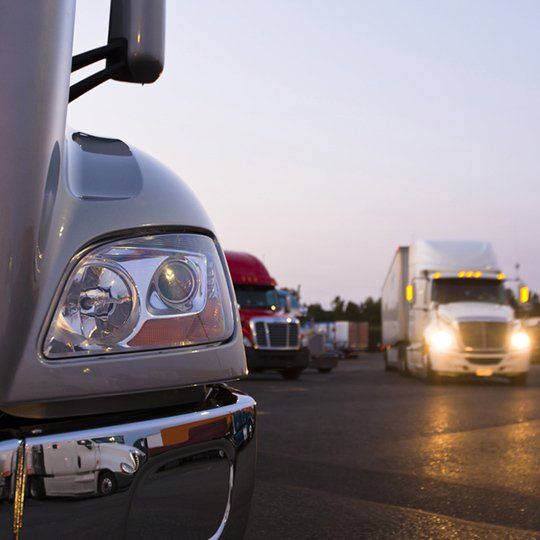 Trucks at Night — Freight Services in Wallaville, QLD