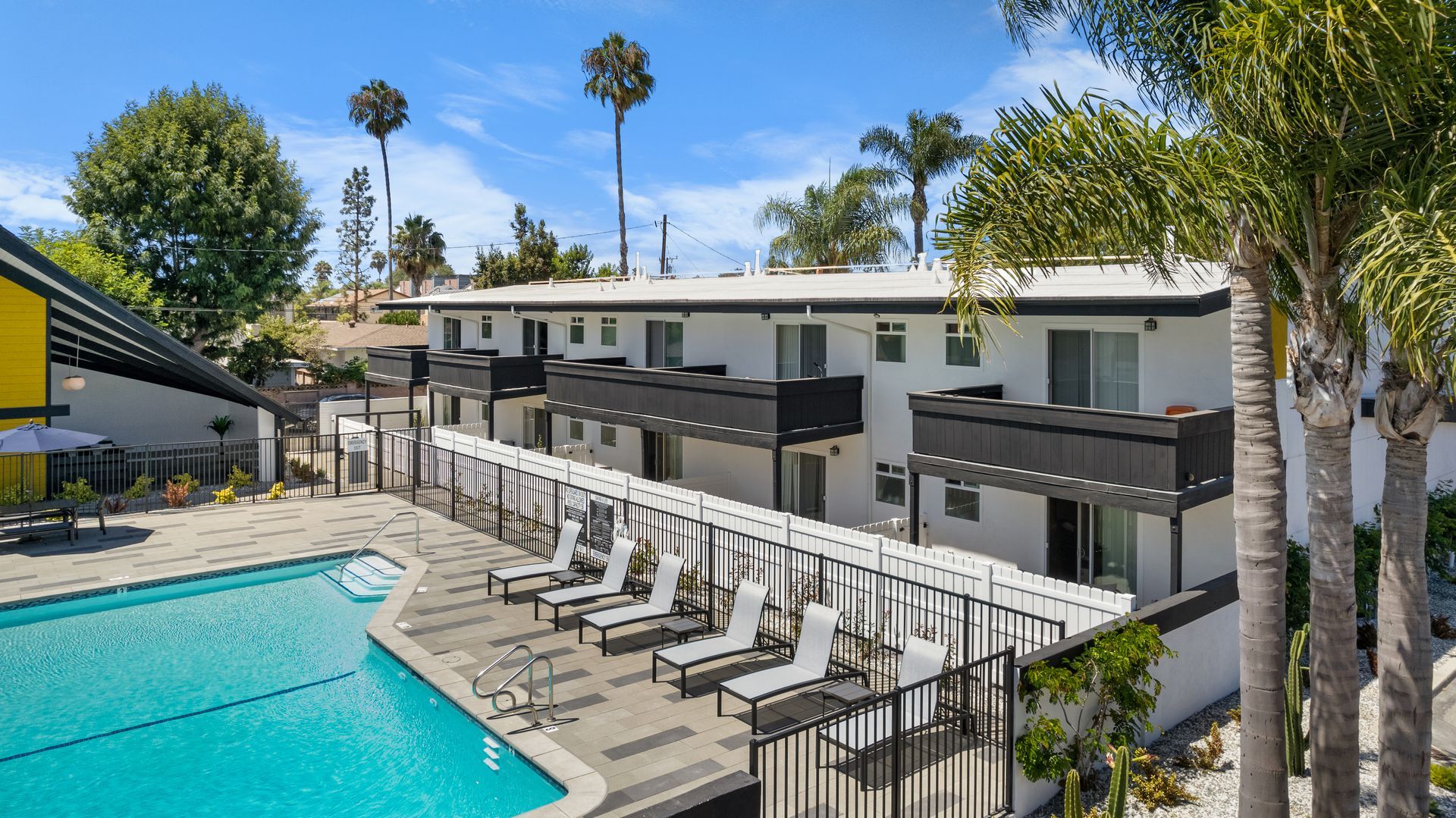 Lounge chairs and patios