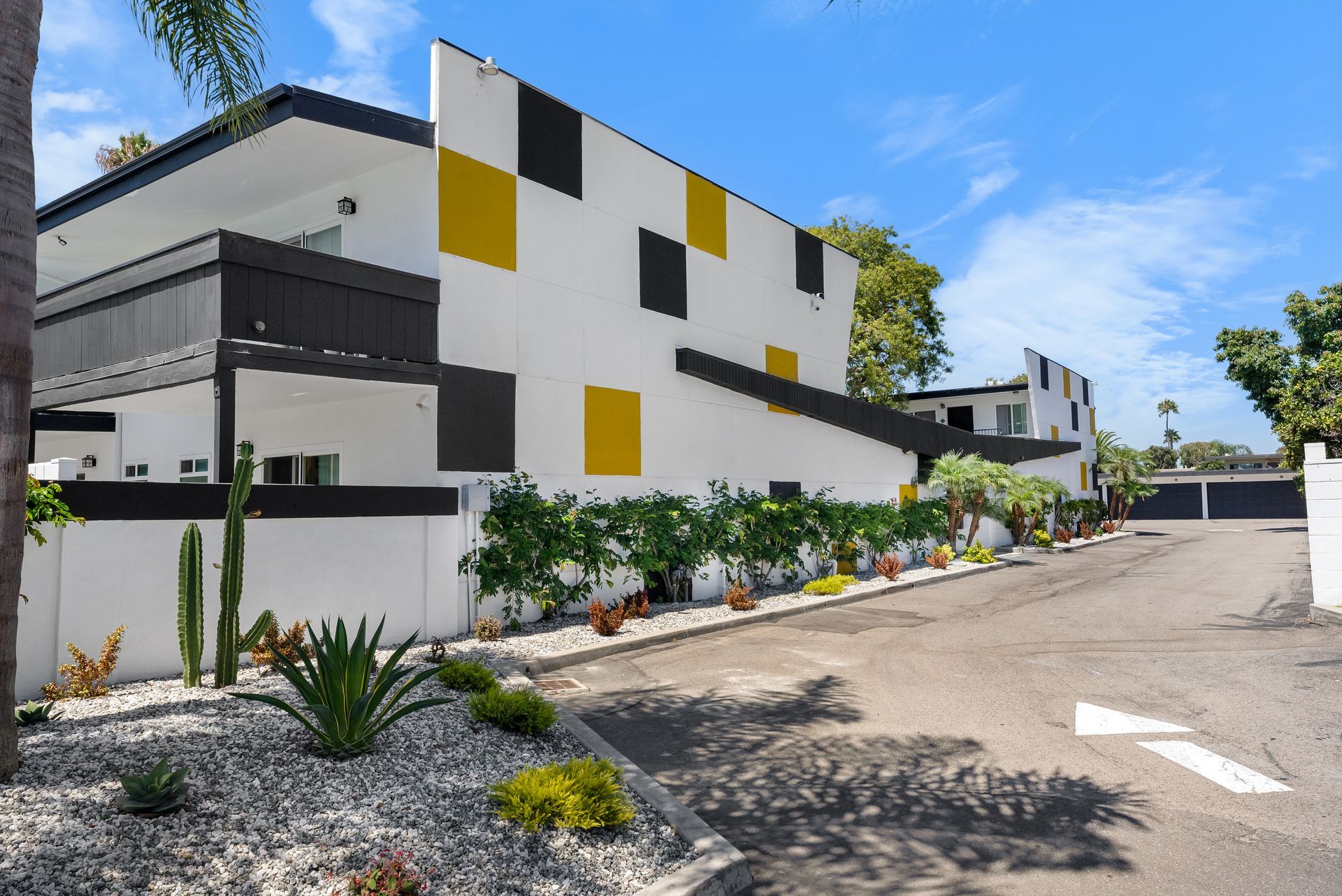 Checkered exterior wall