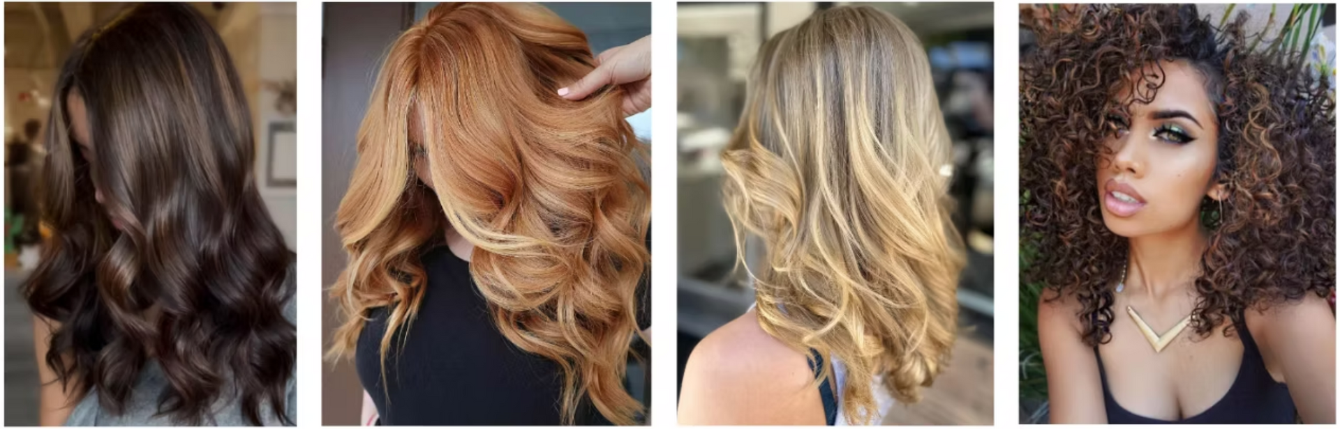 A collage of four pictures of women with different hairstyles.