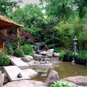 japanese garden style water feature
