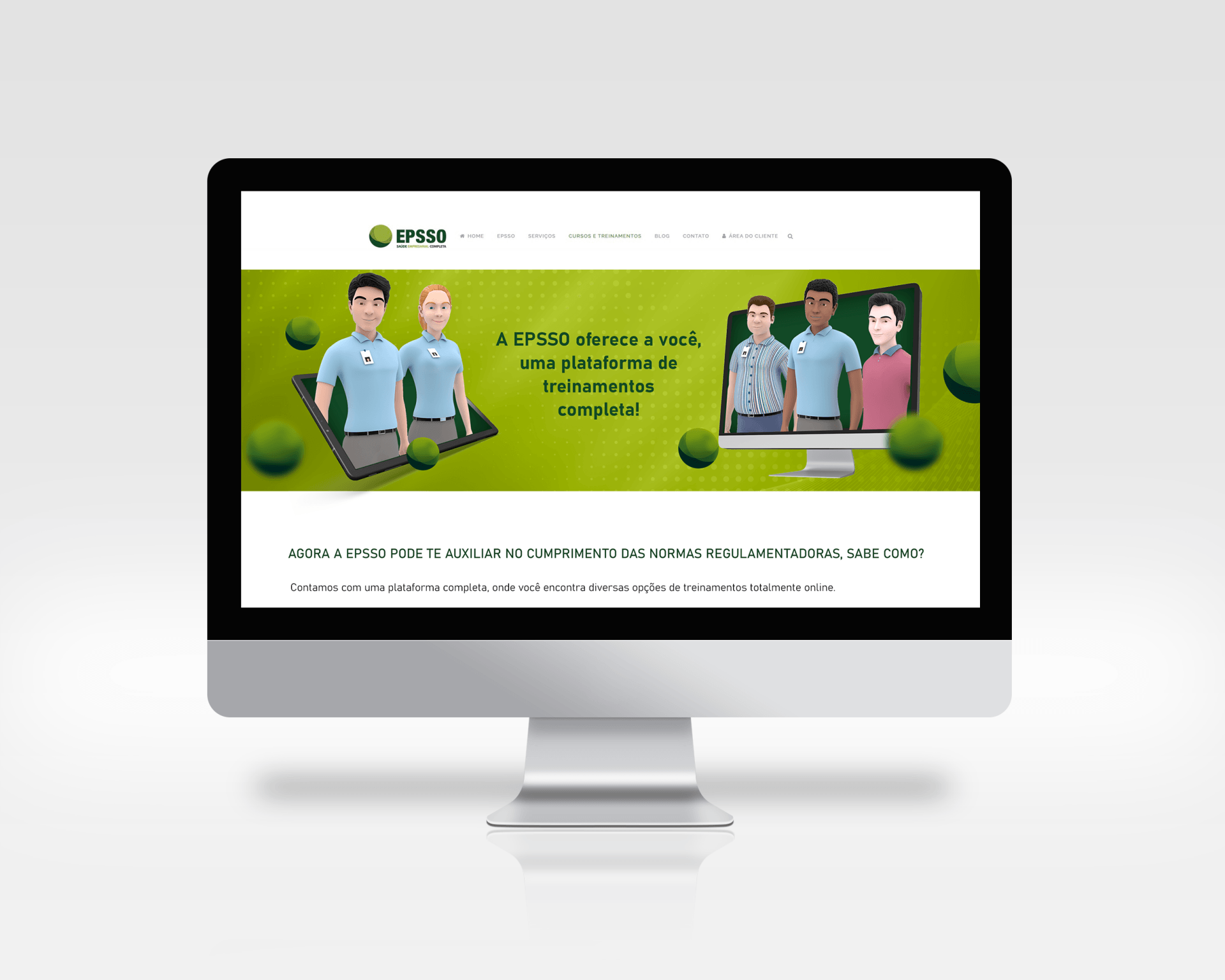 Um monitor de computador com um site na tela.