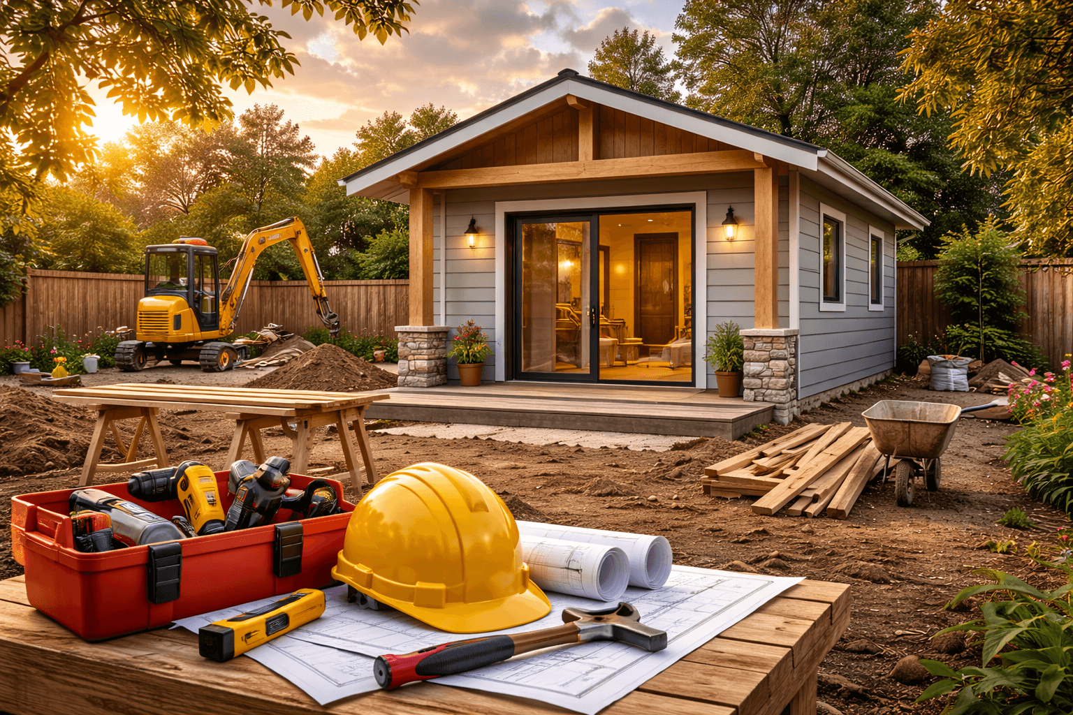 ADU construction image yellow hard hat