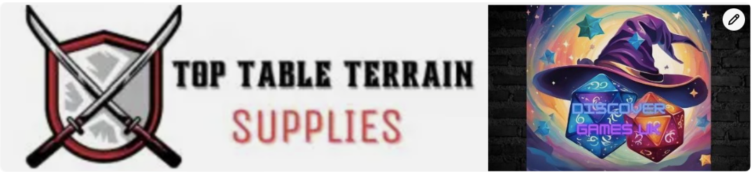 Logo with crossed swords, shield, and