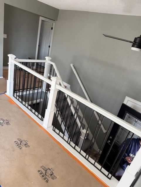 Custom Interior Railing Between Customers Existing Posts In Cedar Falls, IA