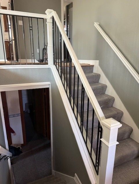Custom Interior Railing Between Customers Existing Posts In Cedar Falls, IA