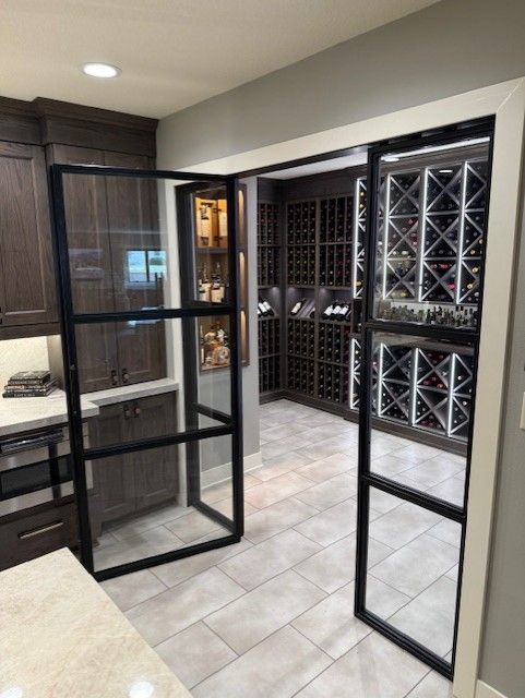 Custom Glass Wine Cellar Door In Waterloo, IA