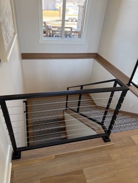Custom Modern Interior Railing With Stainless Steel Cable Pickets In Dike, IA