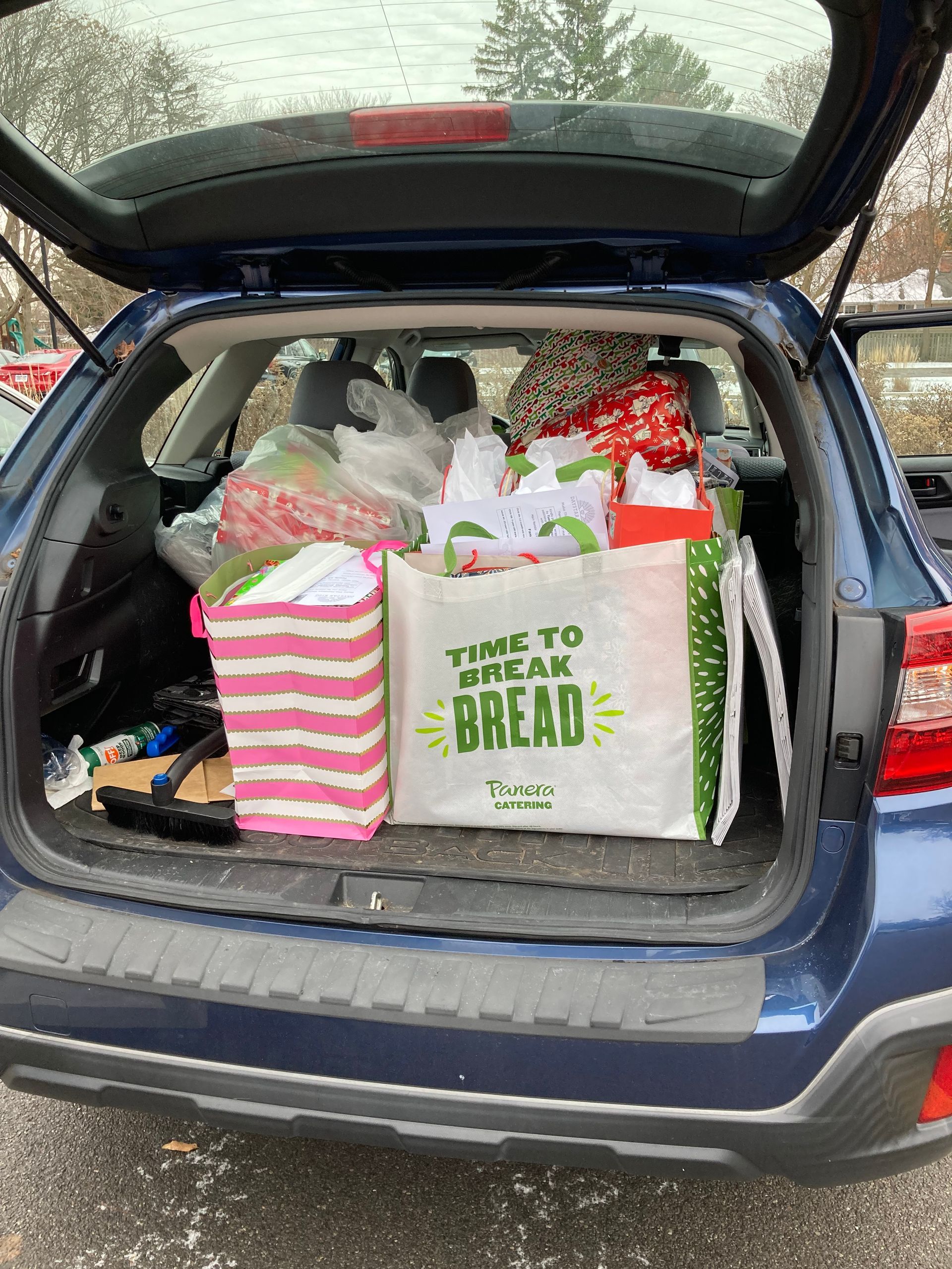 Bag destined for Day Star Kids families loaded into a Kiwanian's car.