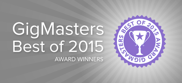 A logo for the gigmasters best of 2015 award winners