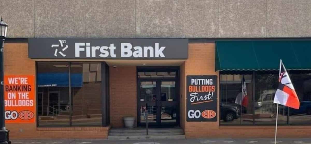 Exterior of a First Bank branch with 