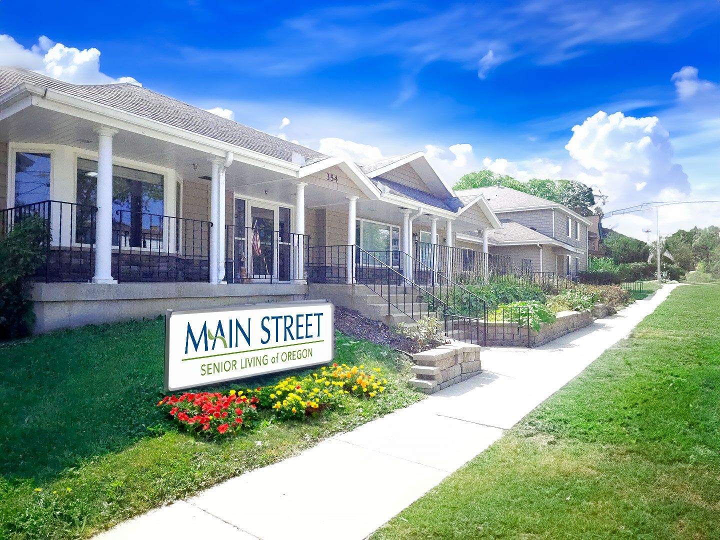 A building with a sign that says main street on it