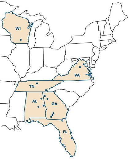 A map of the united states showing the location of each state