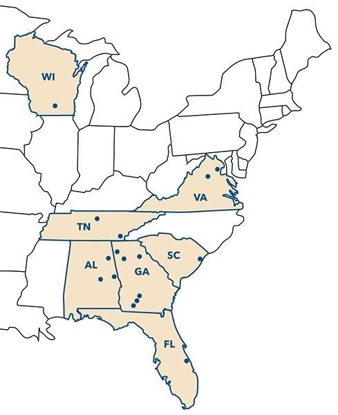 A map of the united states showing the location of each state