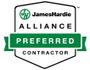 A green and white James Hardie Alliance Preferred Contractor badge on a white background.