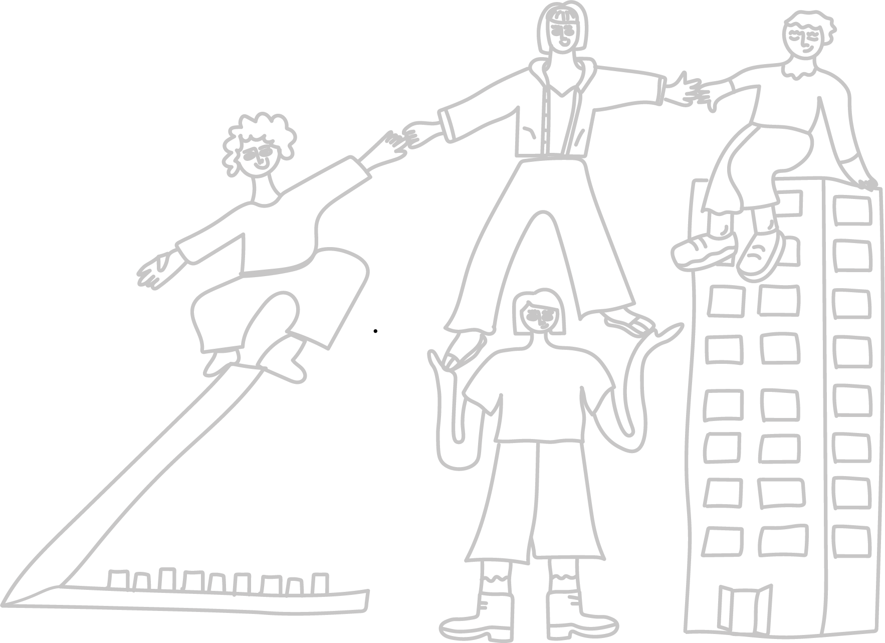 students supporting each other with school and tools like a computer