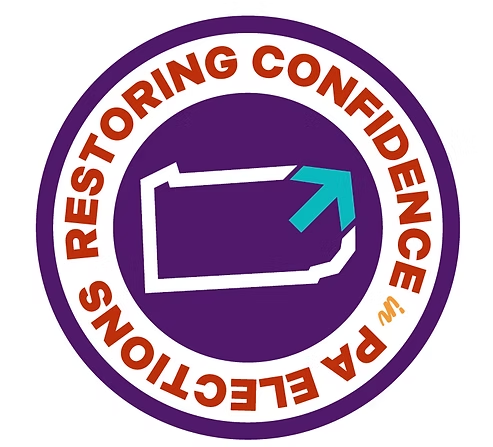 A logo for restoring confidence in pa elections