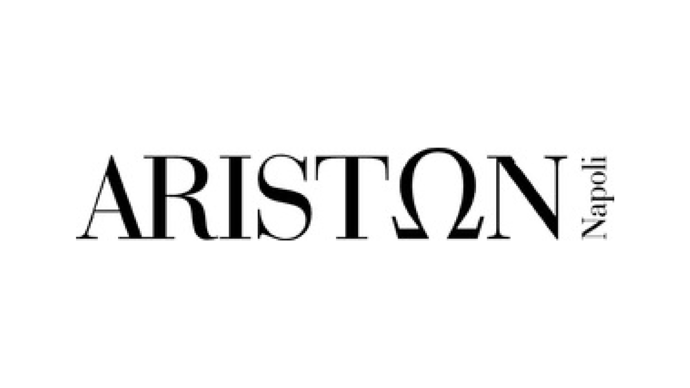 A black and white logo for ariston napoli on a white background.