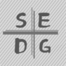 Gray square with letters S, E, D, G, divided by horizontal and vertical lines.
