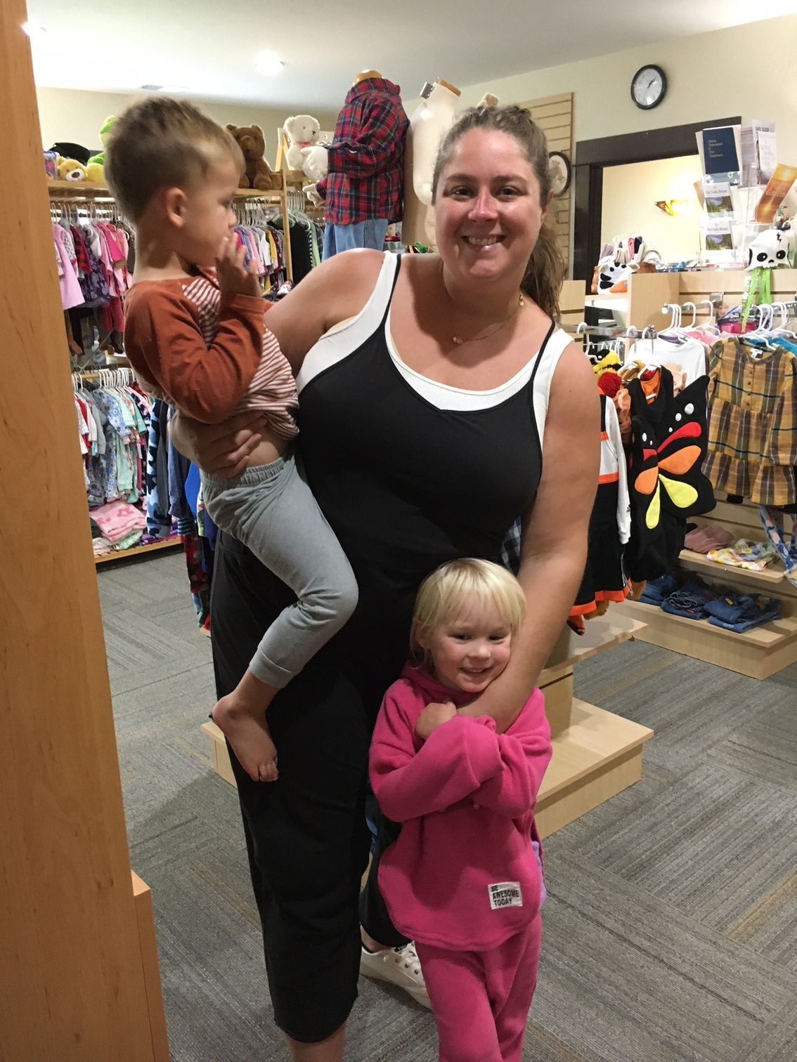 woman with two children