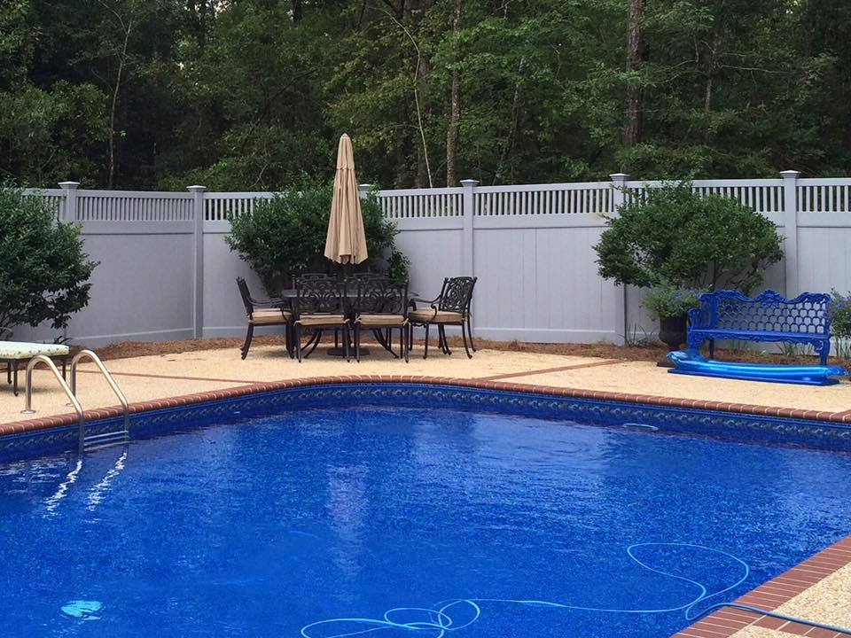 Pool with Vinyl Fence — Hattiesburg, MS — United Fence Co