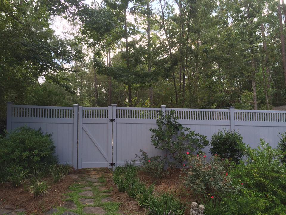 Gray Vinyl Fence with Gate — Hattiesburg, MS — United Fence Co