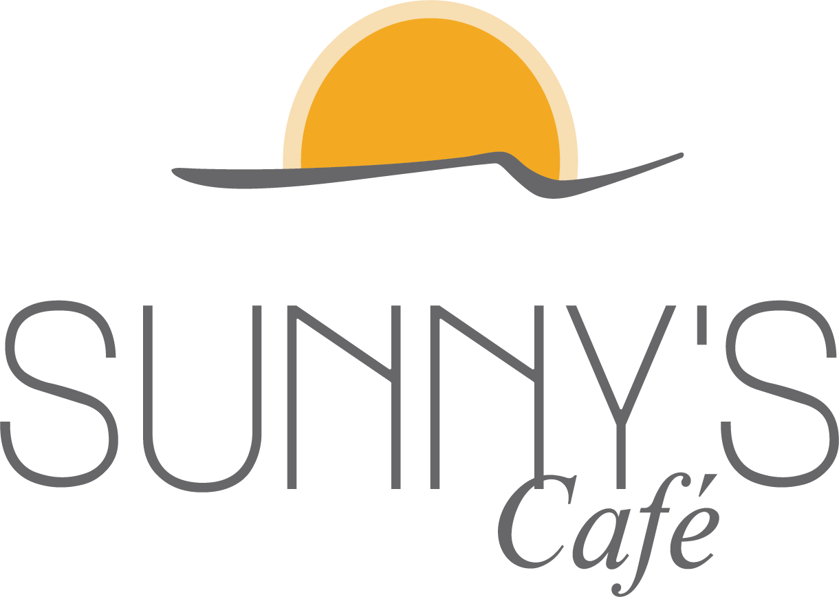 Sunny's Cafe logo with an orange sun and dark gray text.