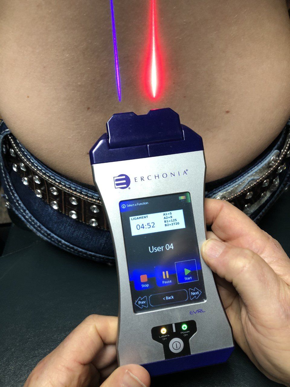A person is holding a device that says ' echelon ' on it