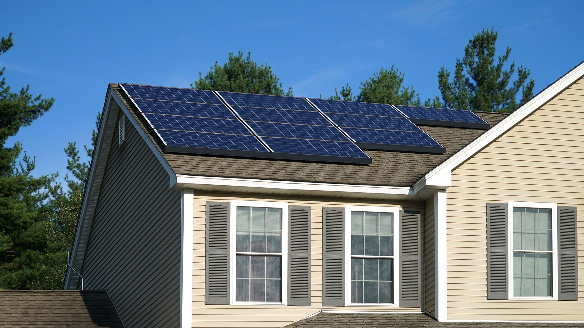 solar panels on a homes roof