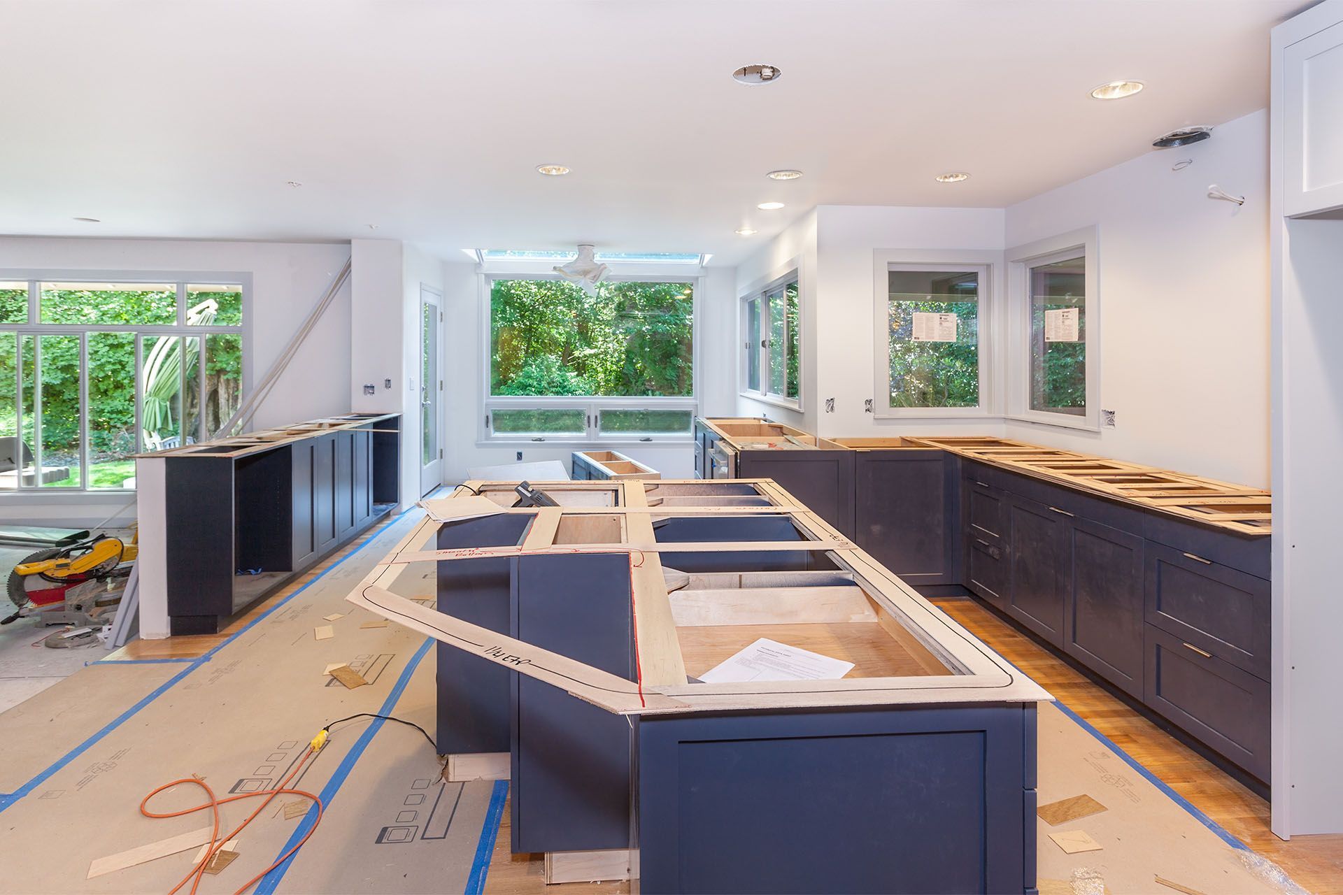 A kitchen is being remodeled in a new home.