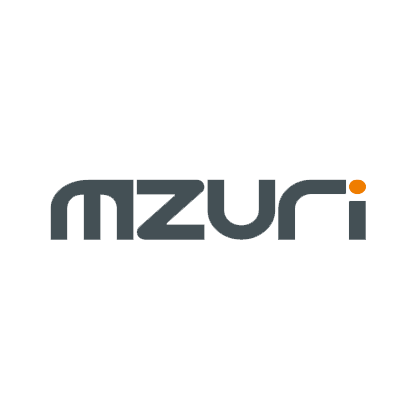 Mzuri logo: Dark gray stylized text with a lowercase