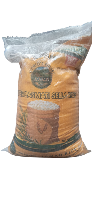 A bag of jawad rice basmati on a white background